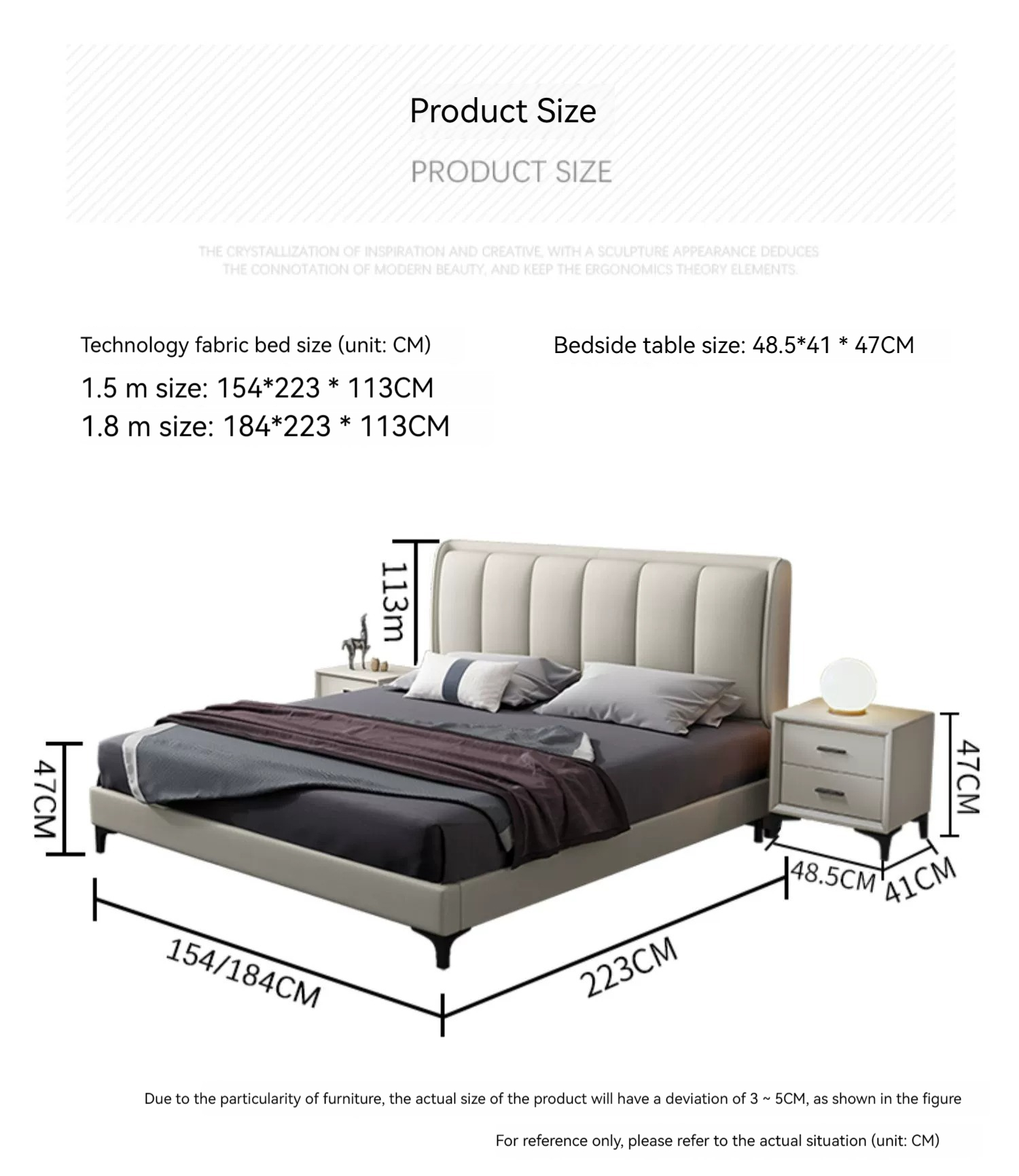 [Pre-order] WM Italian minimalist technology fabric bed, modern and simple master bedroom, high-end and grand light luxury king bed, double bedroom fabric bed-Smart-Living