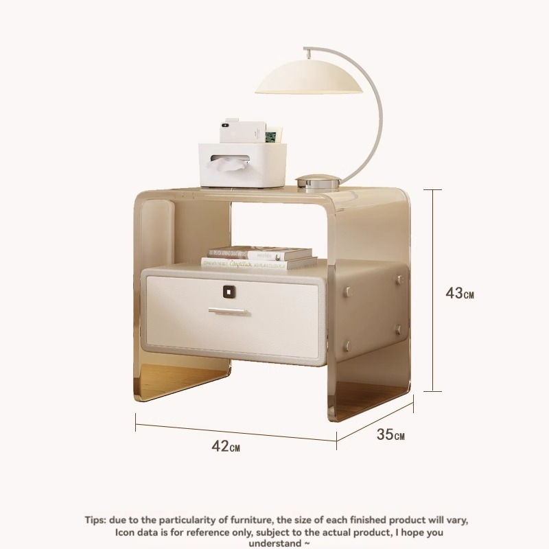 [Pre-order] Acrylic Nightstand Modern Simple Multifunctional With Lock Cream Wind High Value Children's Room Sideboard Small Mini-Smart-Living