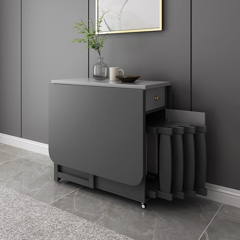 [Pre-order] Oulang Scandinavian simple living room dining table and chairs combination of modern small household household restaurant foldable rectangular eating table-Smart-Living