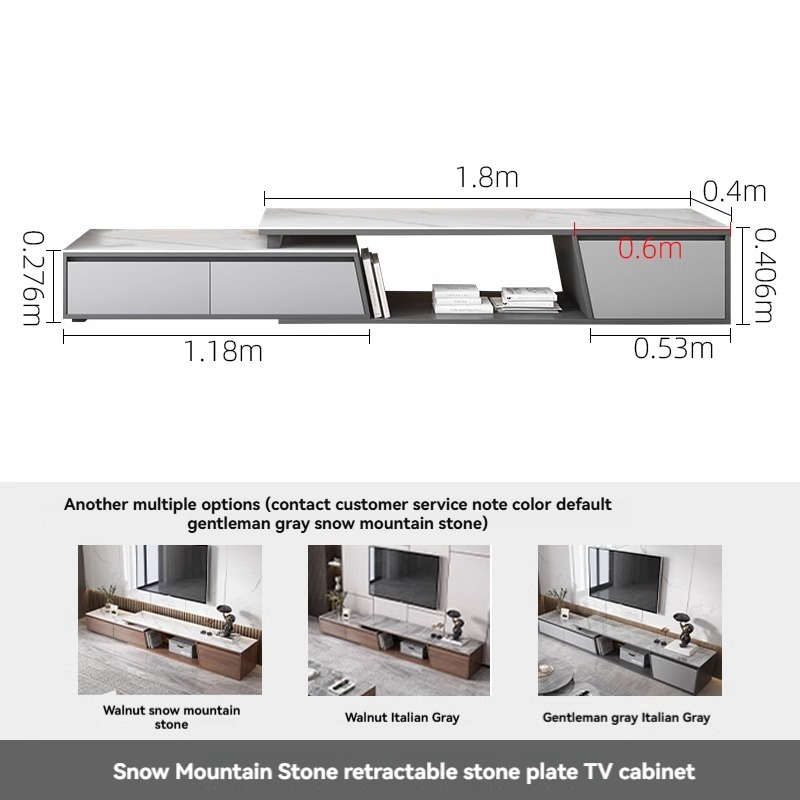 [Pre-order] Oulang Scandinavian simple modern living room household coffee table TV cabinet combination small household telescopic rock plate tea table-Smart-Living