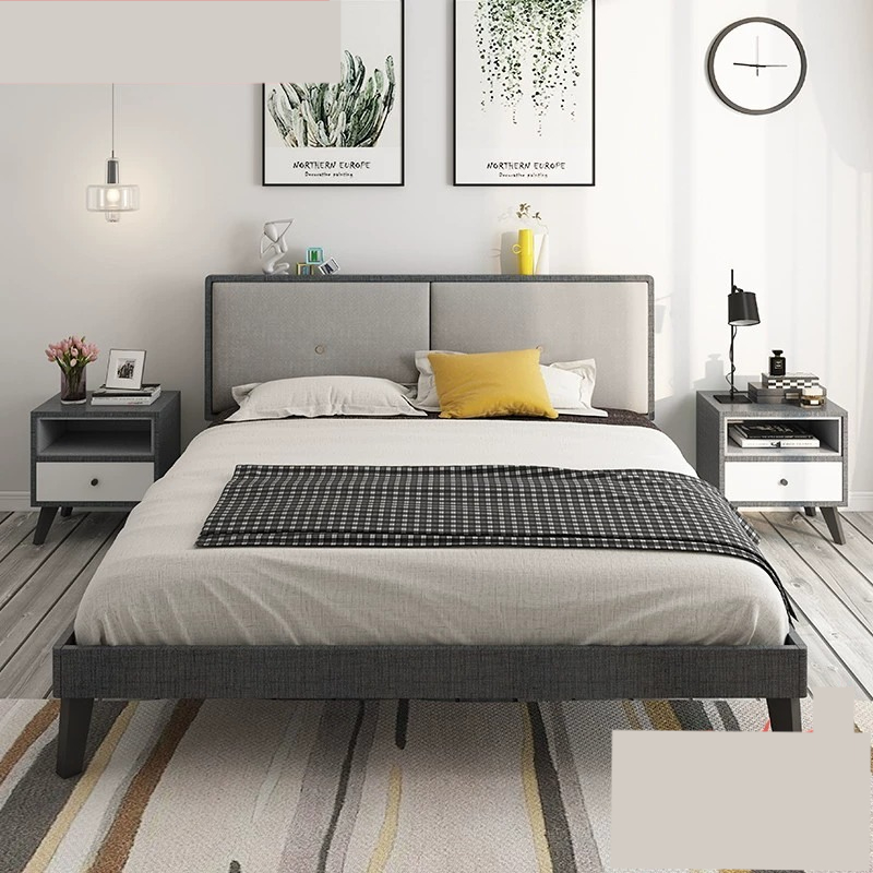 [Pre-order]  Nordic bedroom single bed modern minimalist master bedroom 1.8m bed apartment small size wedding bed double bed-Smart-Living