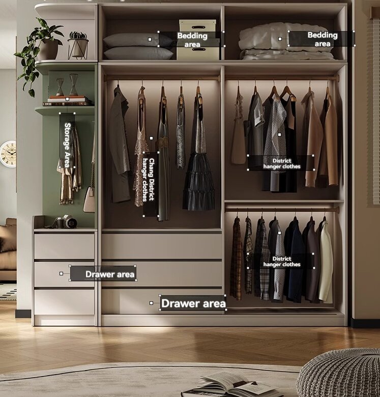 [Pre-order] Modern simple solid wood ecological board wardrobe bedroom home sliding door wardrobe sliding door moving door storage storage cabine-Smart-Living