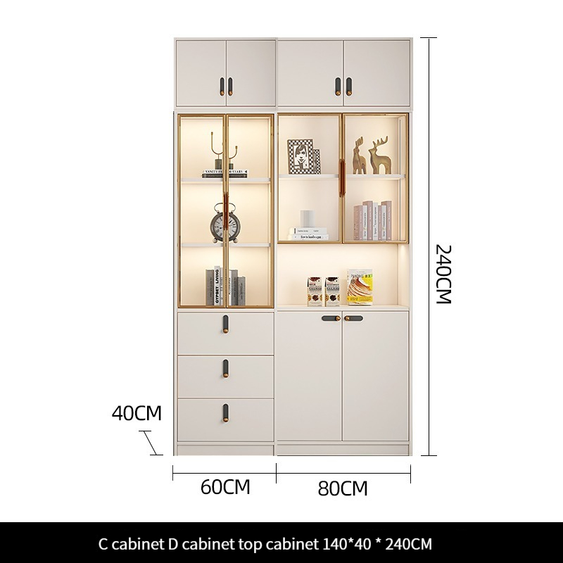 [Pre-order] Living Room Home Bookshelf Integrated Whole Wall to Top - Dustproof Glass Door Bookshelf - Light Luxury High-Grade Floor-Standing Wall Display Cabinet.-Smart-Living