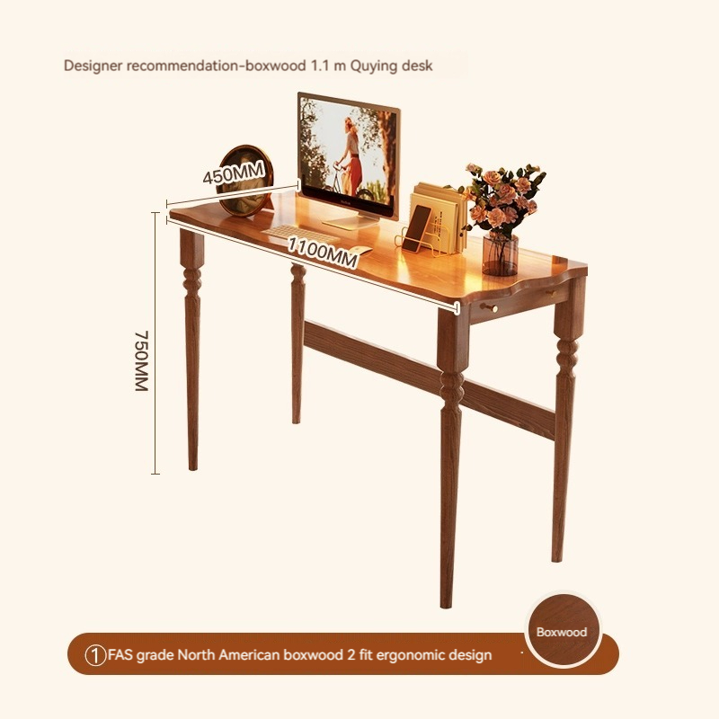 [Pre-order]  Solid wood vintage desk double-layer combination, small study, telescopic desk, dressing table integrated multi-functional, movable-Smart-Living