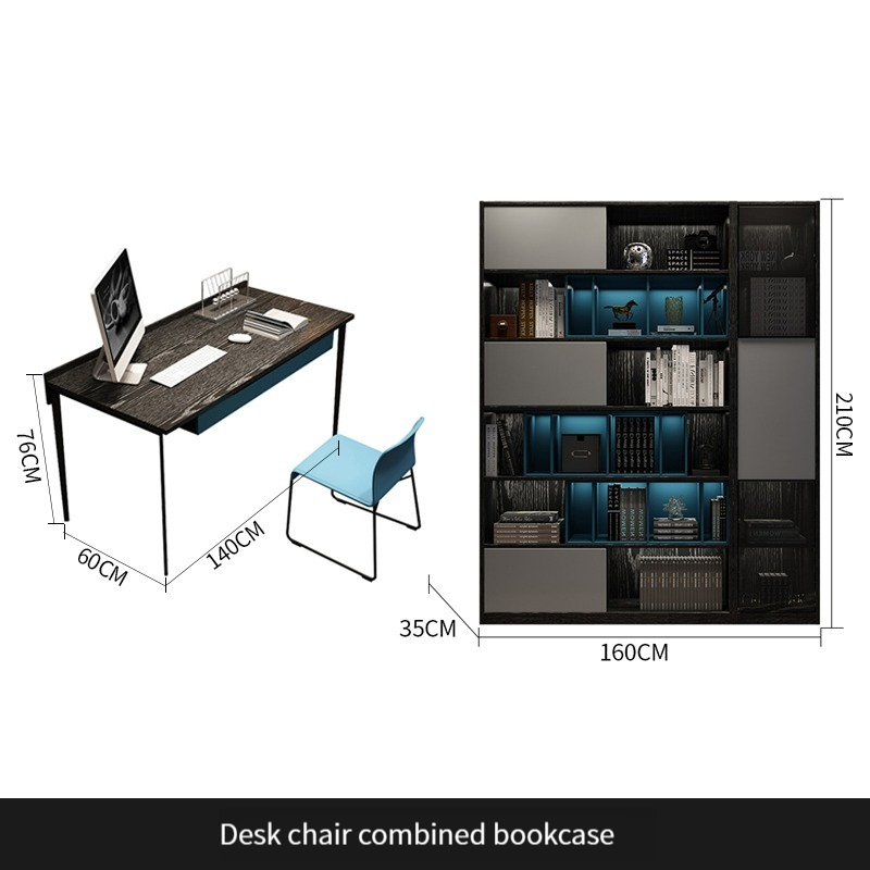 [Pre-order] Italian minimalist glass door bookcase modern and simple household living room floor storage rack bedroom study bookshelf combination.-Smart-Living