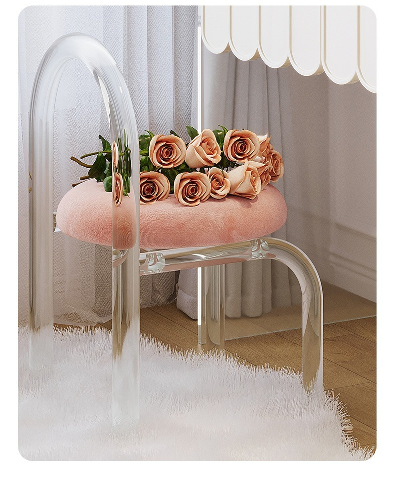 [Pre-order]  Modern simple acrylic transparent chair new home living room pink suspended dining chair French designer furniture-Smart-Living