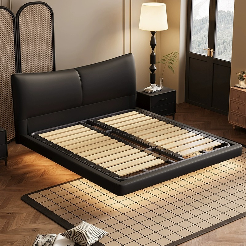 [Pre-order] WM Modern Simple Leather Suspended Bed New 1.5-meter Italian Master Bedroom Small Unit Double Soft Bag Leather Art Wedding Bed-Smart-Living