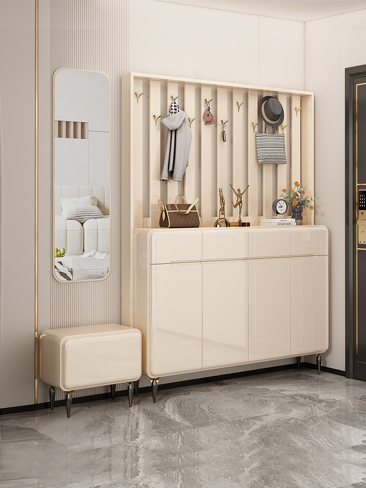 [Pre-order]Light luxury home door shoe cabinet with hanger modern simple entry partition entrance cabinet integrated living room cloak cabinet
