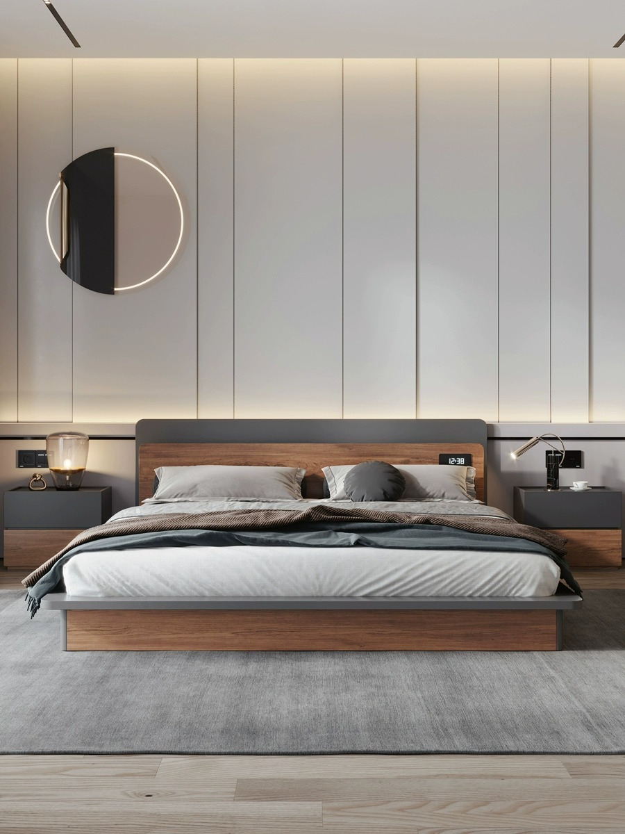 [Pre-order]  Nordic style bed light luxury modern simple side open tatami mat assembly low bed double small bedroom storage marriage bed-Smart-Living