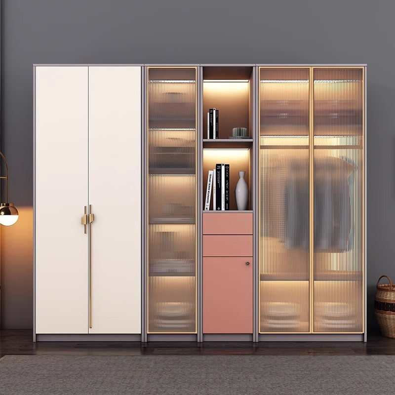 Modern simple wardrobe light luxury home bedroom storage lockers forty-six eight Nordic combination net red wardrobe-Smart-Living