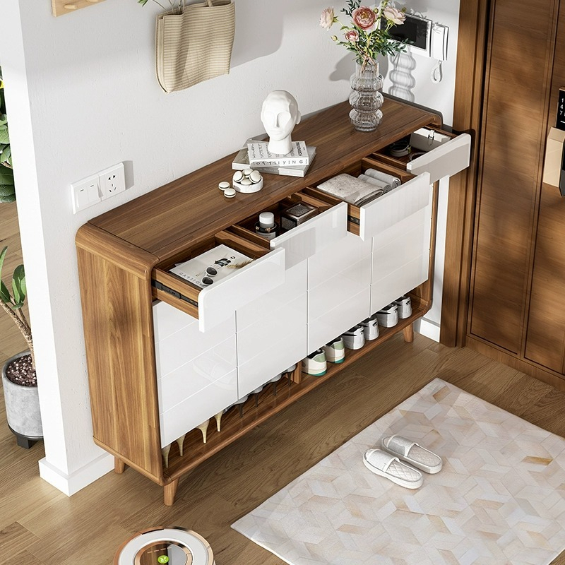 Pure solid wood doorstep shoe cabinet, new popular 2023, minimalist modern living room partition storage cabinet at home doorstep-Smart-Living
