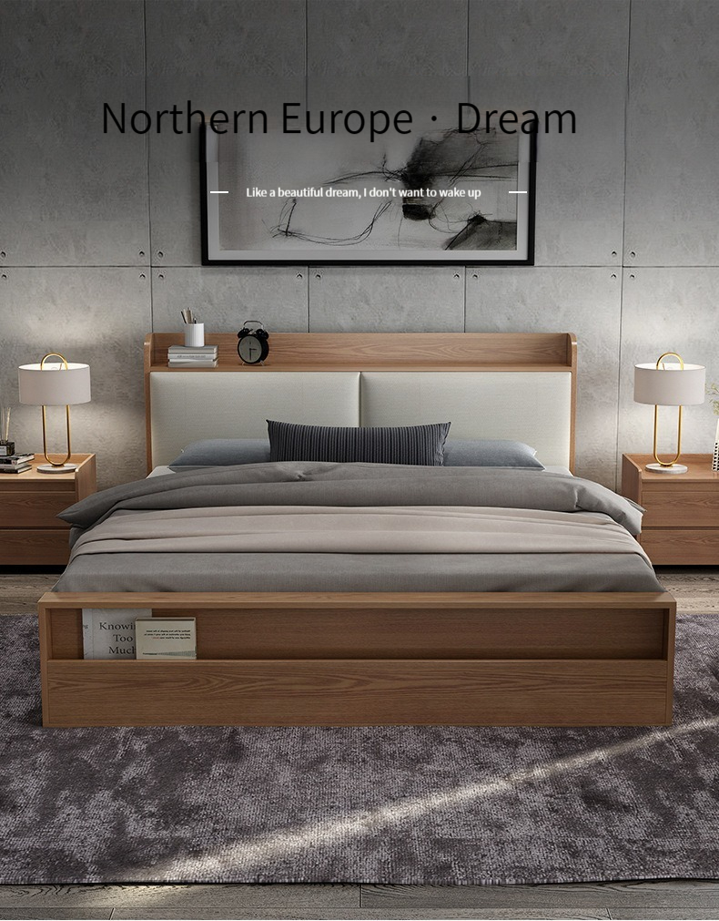 [Pre-order] Nordic Wood Colour 1.5/1.8m Storage Double Bed - with Drawers, Bedside Cabinet and Mattress, for Large Storage Capacity.-Smart-Living