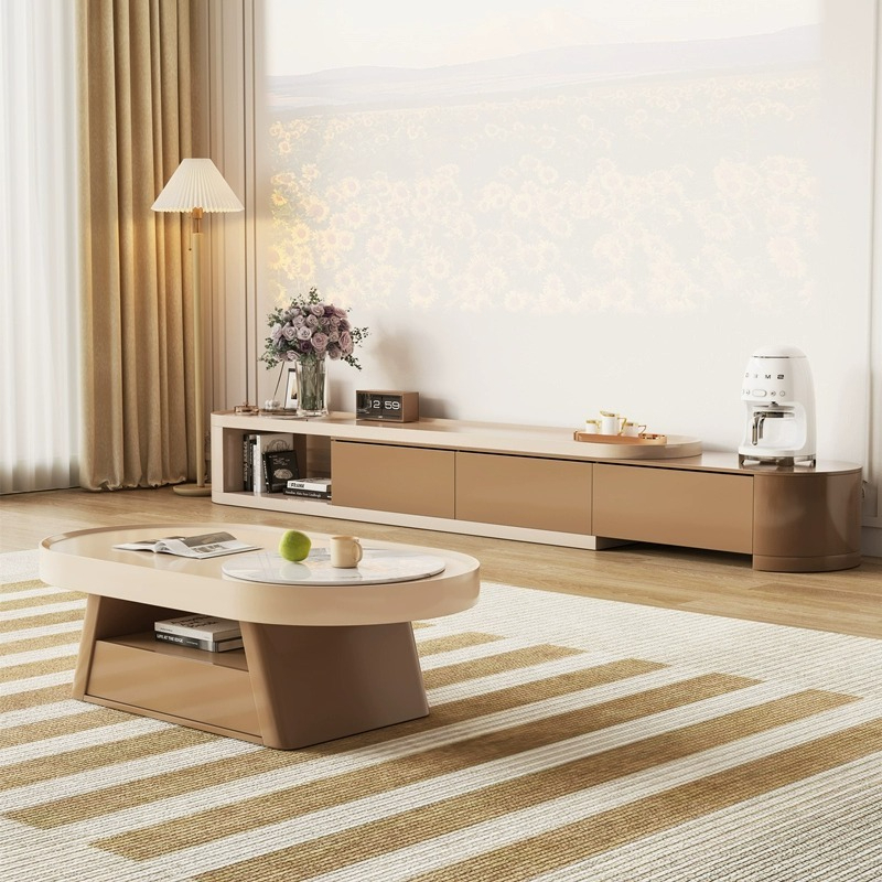 [Pre-order] New rock panel coffee table living room family small modern simple table cream style coffee table TV cabinet combination-Smart-Living