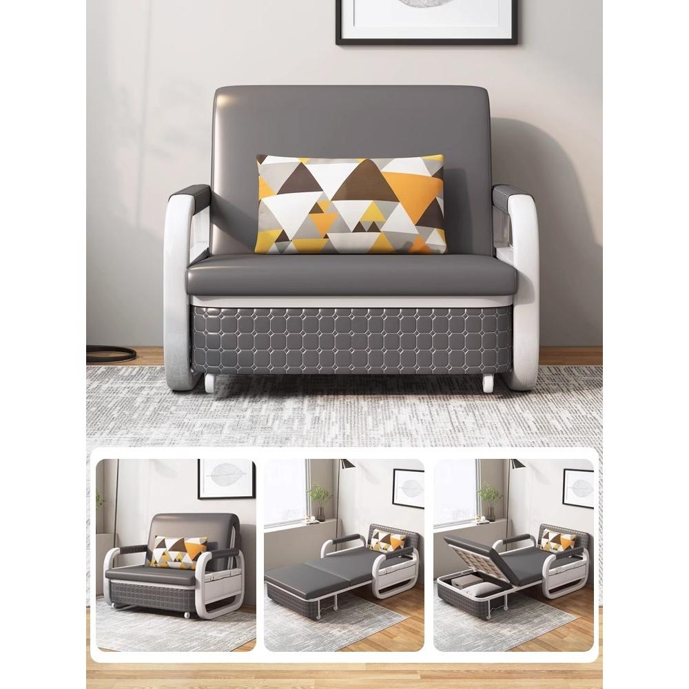 [Pre-order]  Microfiber leather sofa bed multi-functional foldable dual-use home telescopic single office pull-out storage bed-Smart-Living