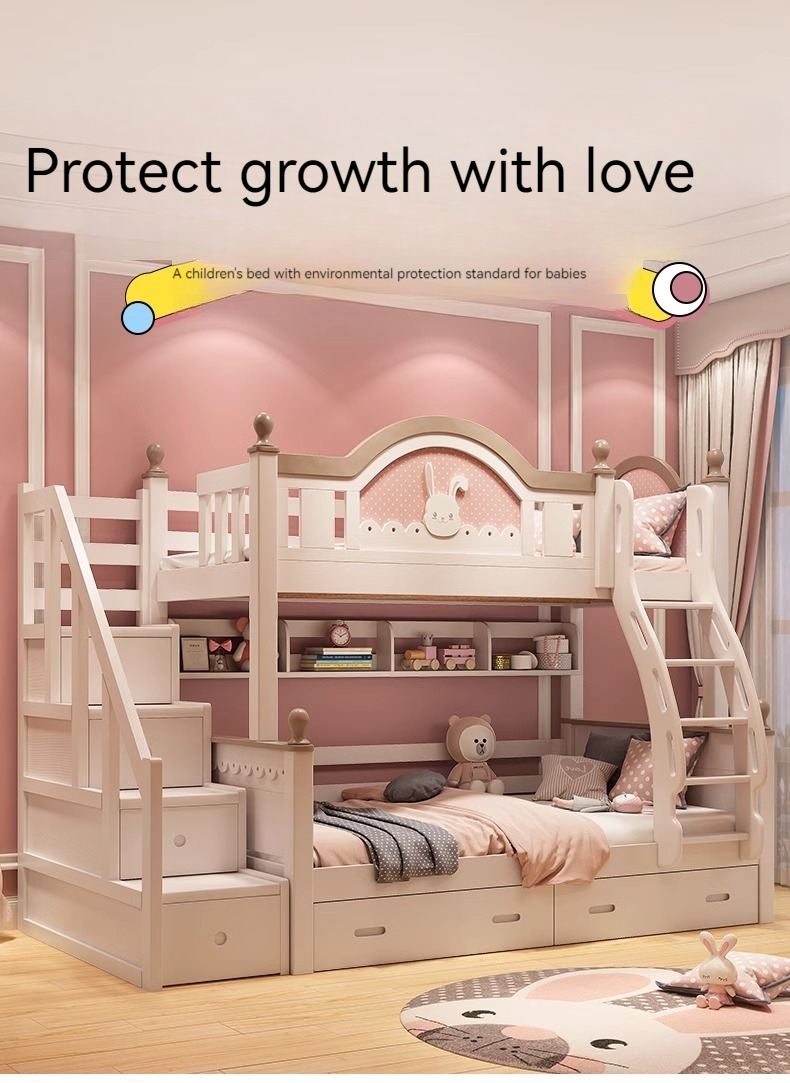 [Pre-order] All solid wood children's bed and bunk bed, double bed, princess bed, high and low bed, rabbit bed, double bunk bed-Smart-Living