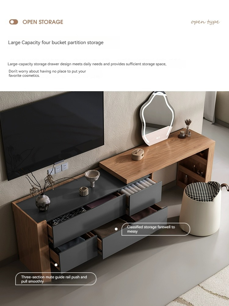 Multi-functional dresser bucket cabinet combination makeup table bed end storage cabinet one minimalist desk support customization-Smart-Living