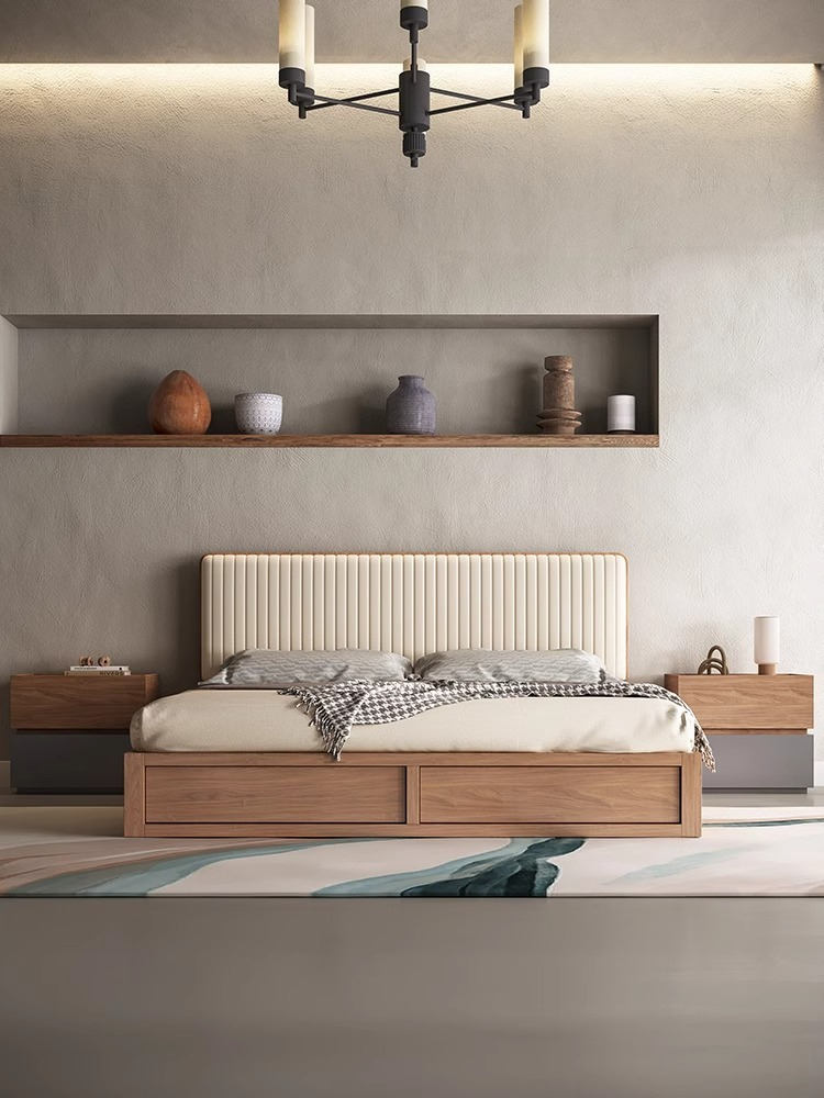 [Pre-order]  Modern simple small apartment high box storage bed Double bed Master bedroom wedding bed floor tatami plate storage bed-Smart-Living