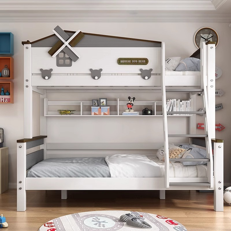 [Pre-order] All solid wood children's bed high and low beds boys' bunk beds girls' mother's beds two-story ladder beds with upper and lower bunk beds-Smart-Living
