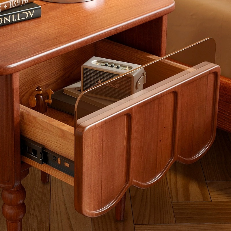 [Pre-order]  Solid wood bedside table, bedroom simple modern Nordic vintage storage cabinet, multifunctional storage shelf, bedside cabinet, storage cabinet-Smart-Living