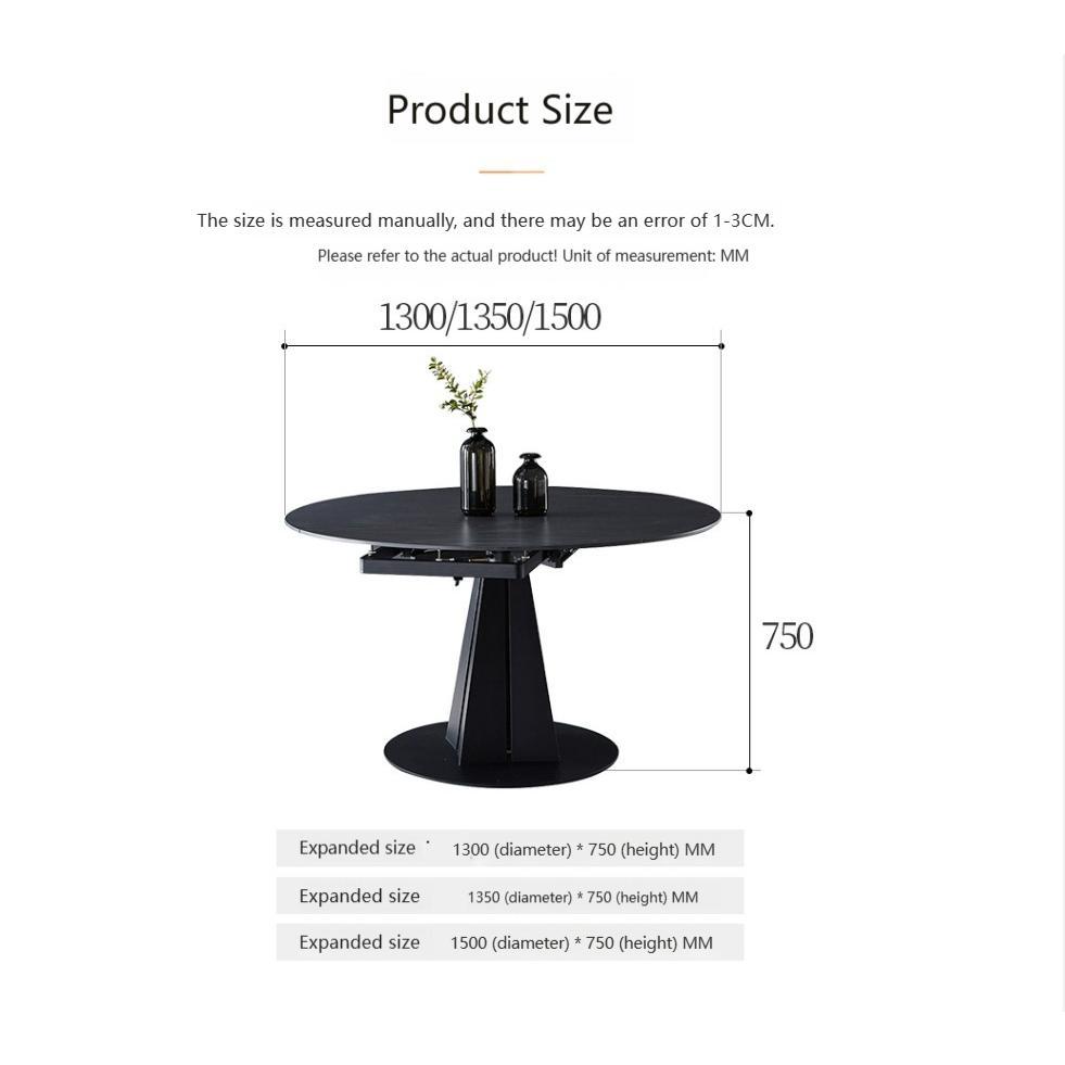 【Showroom】Modern Simple and Scalable Rotating Rock Plate Dining Table, Square and Circular Dual Use Circular Table-Smart-Living