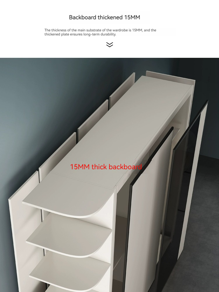 [Pre-order]  Sliding door wardrobe, household bedroom, small unit, modern and simple, light luxury glass door cabinet, sliding door wooden wardrobe-Smart-Living