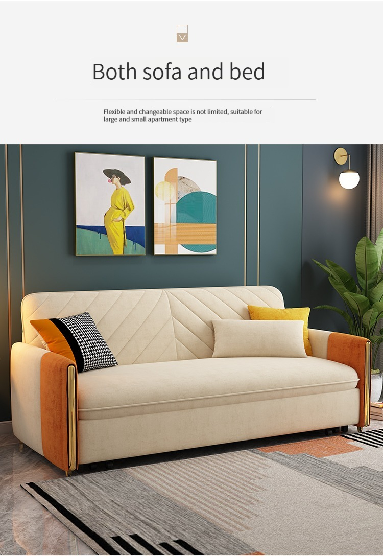 [Pre-order]  Sofa bed, living room, multi-functional dual-purpose, foldable single double small apartment, telescopic light luxury net red sofa-Smart-Living