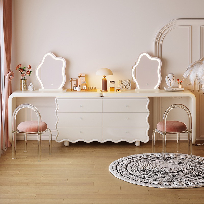 Cream bucket chest integrated dresser, French simple modern bedroom, master bedroom dressing table-Smart-Living