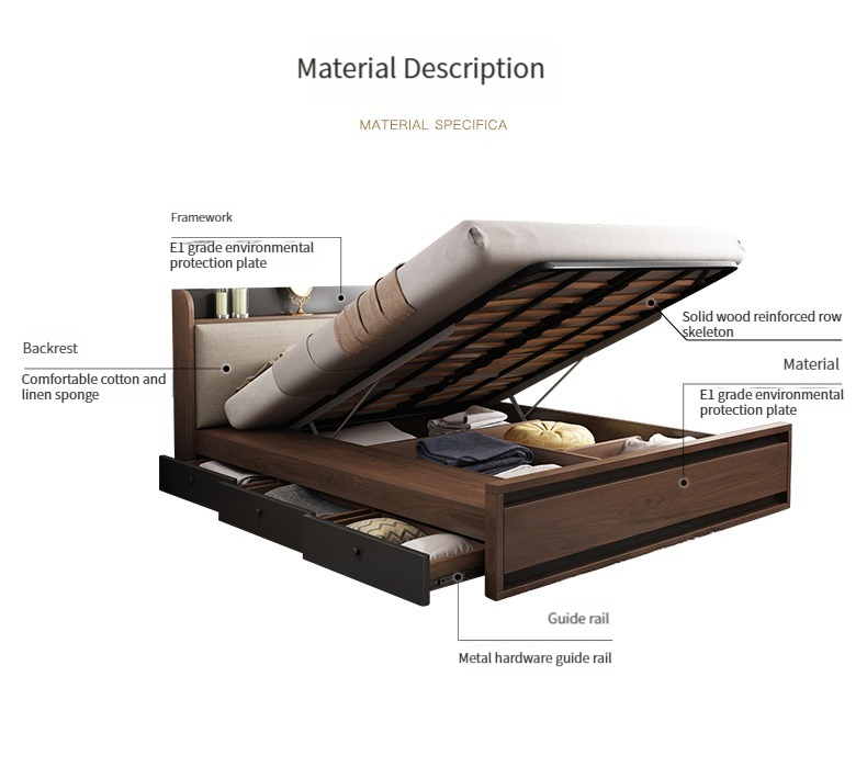 [Pre-order] Air pressure high box storage bed modern minimalist small house box drawer storage board double bed master bedroom tatami-Smart-Living
