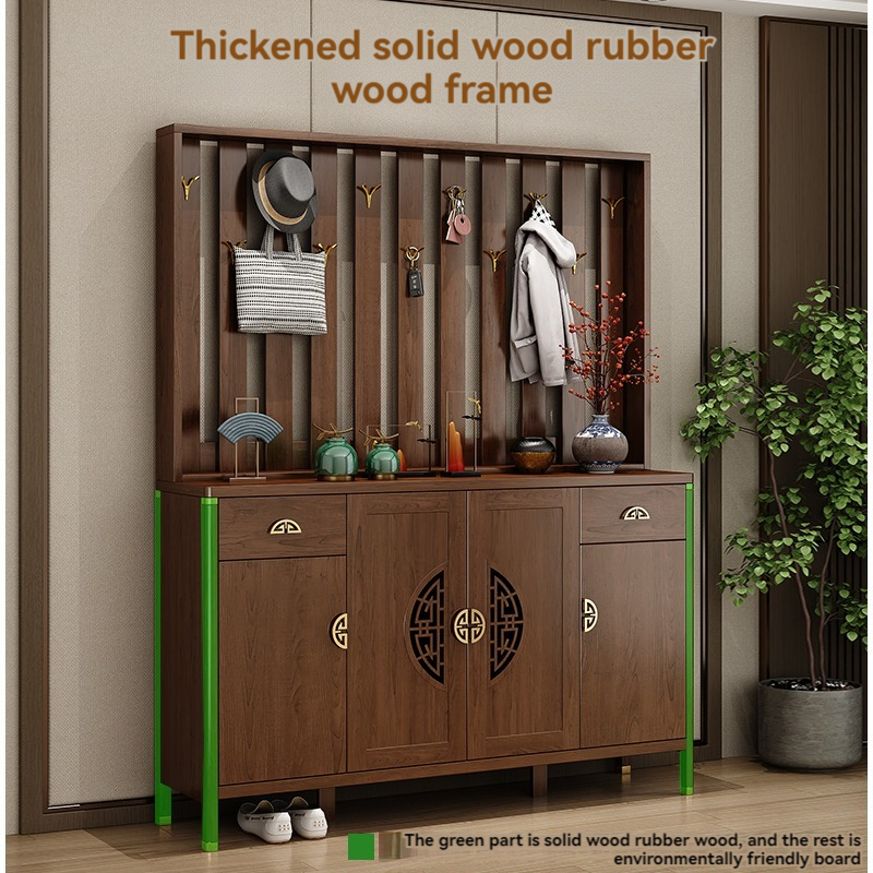 [Pre-order]  New Chinese shoe cabinet hangers against the wall of the household doorway doorway cabinet solid wood frame partition cabinet door coat cabinet-Smart-Living