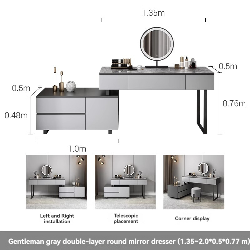 [Pre-order] Oulang Scandinavian simple net red ins style mini dresser modern bedroom light luxury small household creative makeup table-Smart-Living