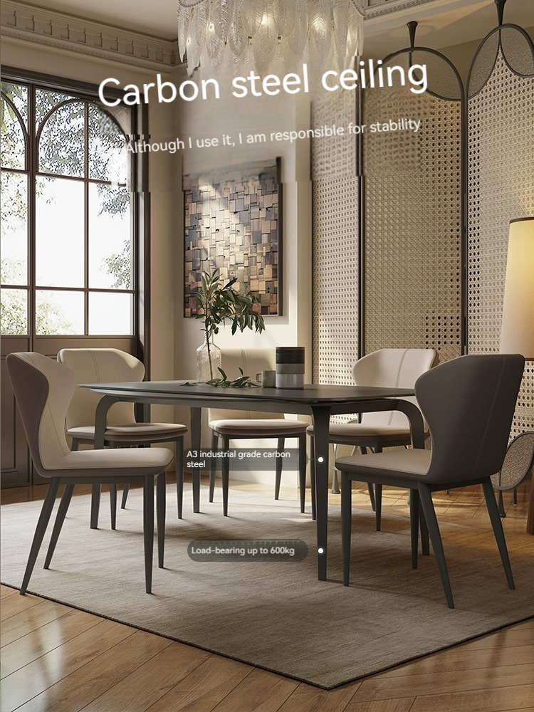 [Pre-order] Rock table retractable modern simple square dual-purpose dining table rectangular carbon steel dining table and chair combination-Smart-Living