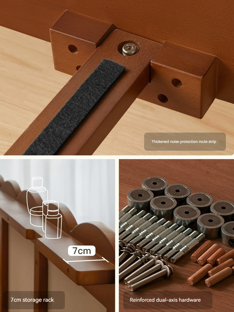 [Pre-order]  French vintage full solid wood bed, master bedroom, Windsor simple modern small apartment upholstery, American antique cream double bed-Smart-Living