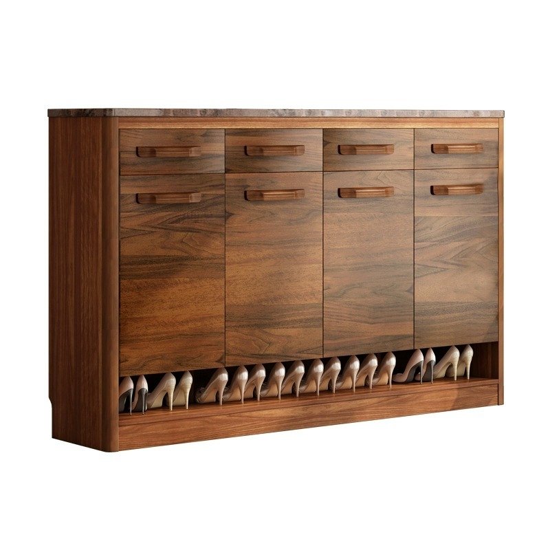 New high-end shoe cabinet, home doorstep, solid wood marble pattern countertop, multi-layer large capacity outdoor aisle storage cabinet-Smart-Living
