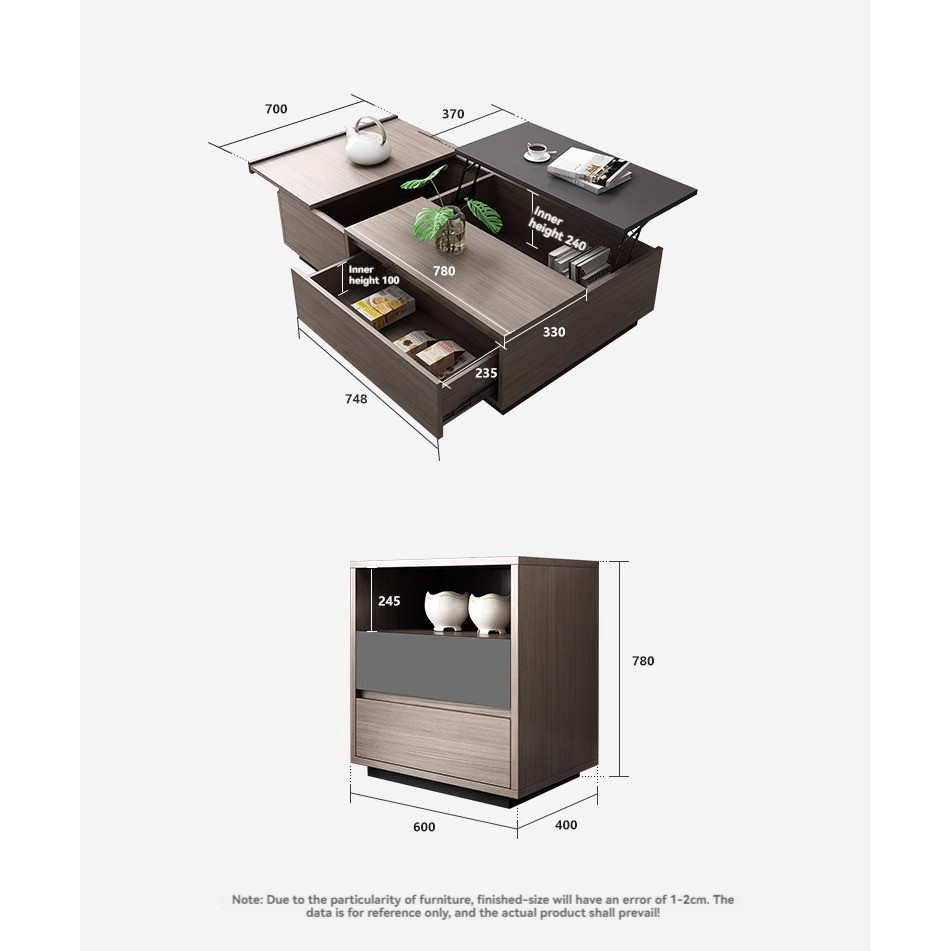[Pre-order] Nordic style retractable TV cabinet, coffee table combination, simple modern assembly, living room storage cabinet-Smart-Living