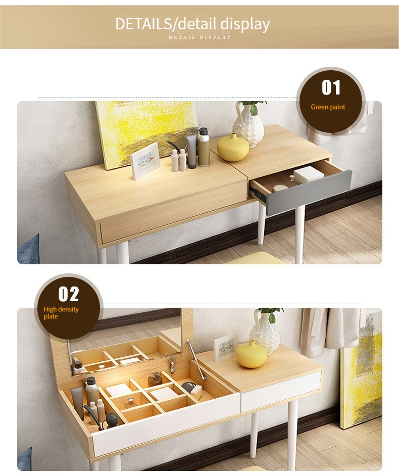 [Pre-order] Nordic Flip-Up Dressing Table (1/1.2m) - with Mirror and Drawer Storage-Smart-Living