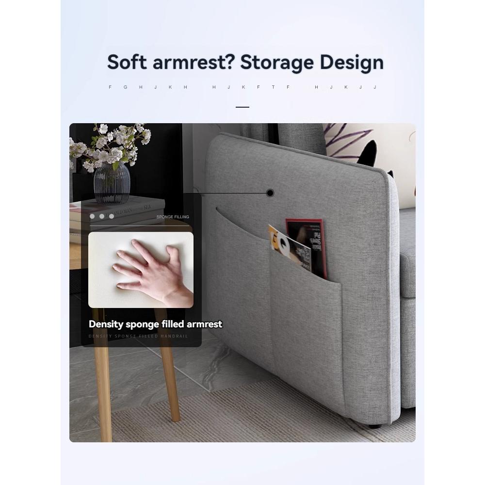 [Pre-order]  Sofa bed can be folded dual-purpose multi-functional living room small unit can be disassembled and washed 1.-Smart-Living