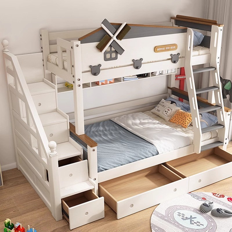 [Pre-order] All solid wood children's bed high and low beds boys' bunk beds girls' mother's beds two-story ladder beds with upper and lower bunk beds-Smart-Living