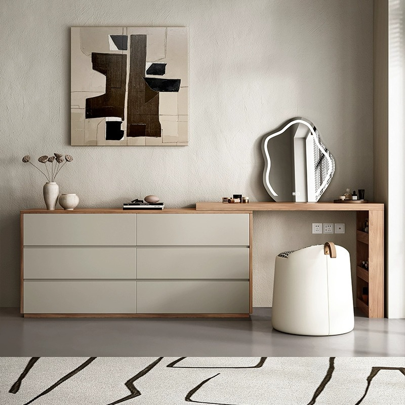 [Pre-order]  Italian minimalist dressing table bucket cabinet one bedroom TV cabinet Nordic ins wind makeup table combination bed end storage-Smart-Living