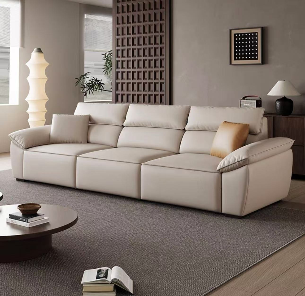 [Showroom display sample]3.05m three-electric position contact surface - thickened textured first-layer cowhide/electric retractable model + tipping table-Smart-Living