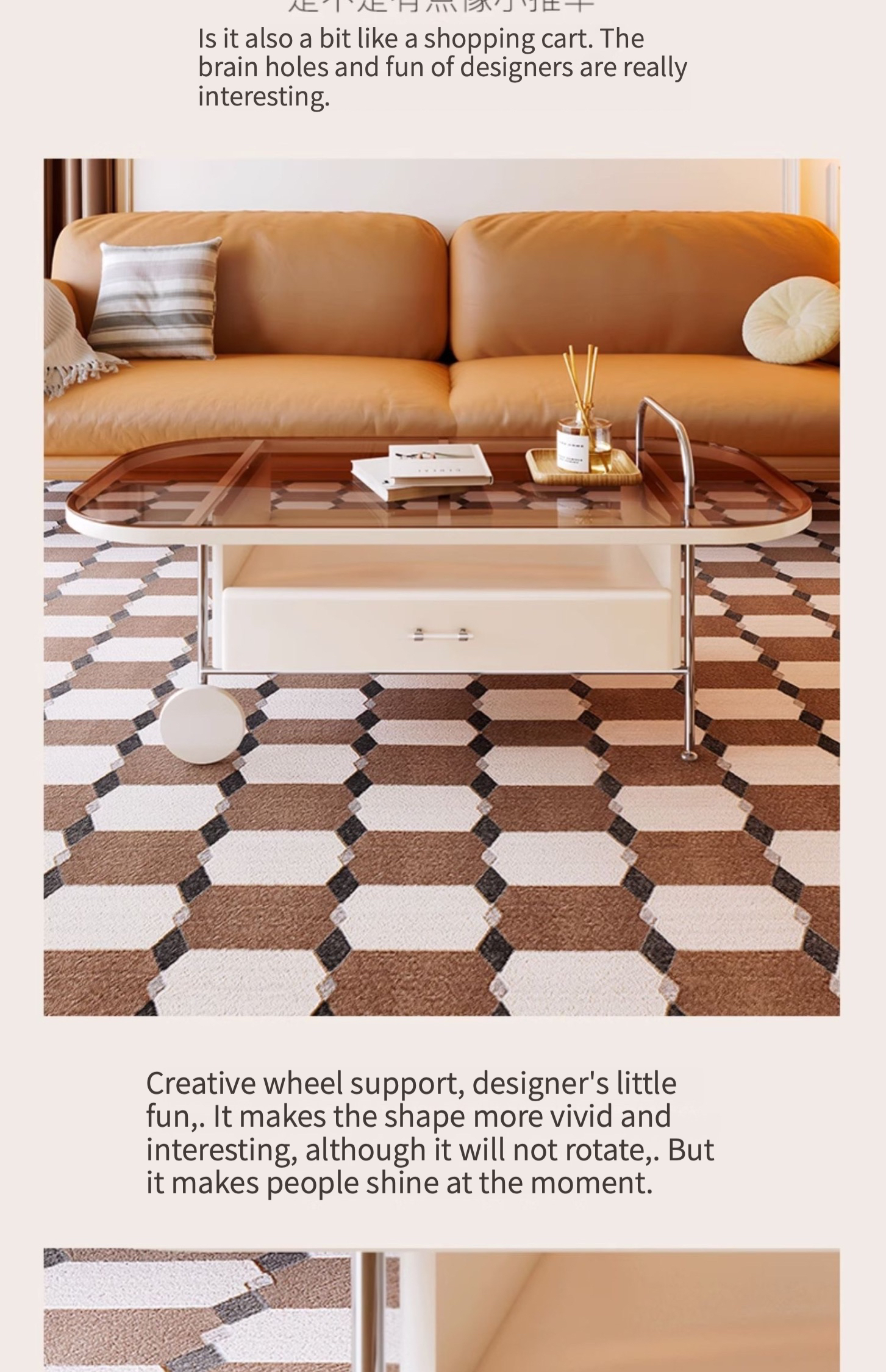 [Pre-order]  Glass coffee table, TV cabinet combination living room, home modern minimal, vintage oval storage, removable design model-Smart-Living