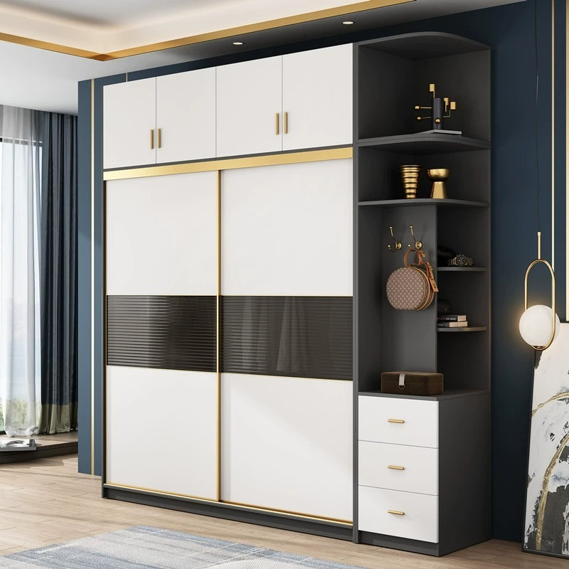 [Pre-order]  Modern simple sliding door wardrobe home bedroom assembly light luxury small apartment glass sliding door combination large wardrobe-Smart-Living