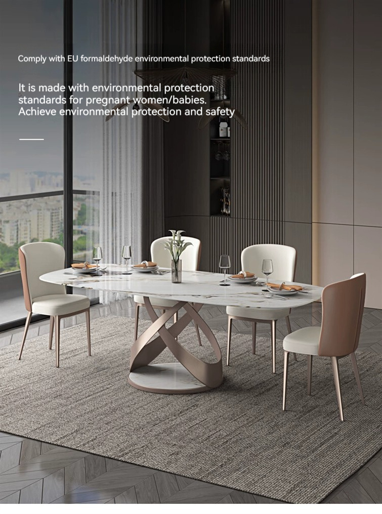 [Pre-order] Slate dining table and chair combination modern light luxury rectangular simple household high-end bright special-shaped dining table-Smart-Living
