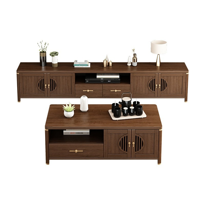 【per order】New Chinese Solid Wood TV Cabinet Living Room Household Small Coffee Table