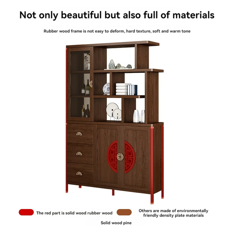 [Pre-order]  New Chinese partition cabinet Home door solid wood color foyer cabinet one wine cabinet storage cabinet living room entrance cabinet Shoe cabinet-Smart-Living