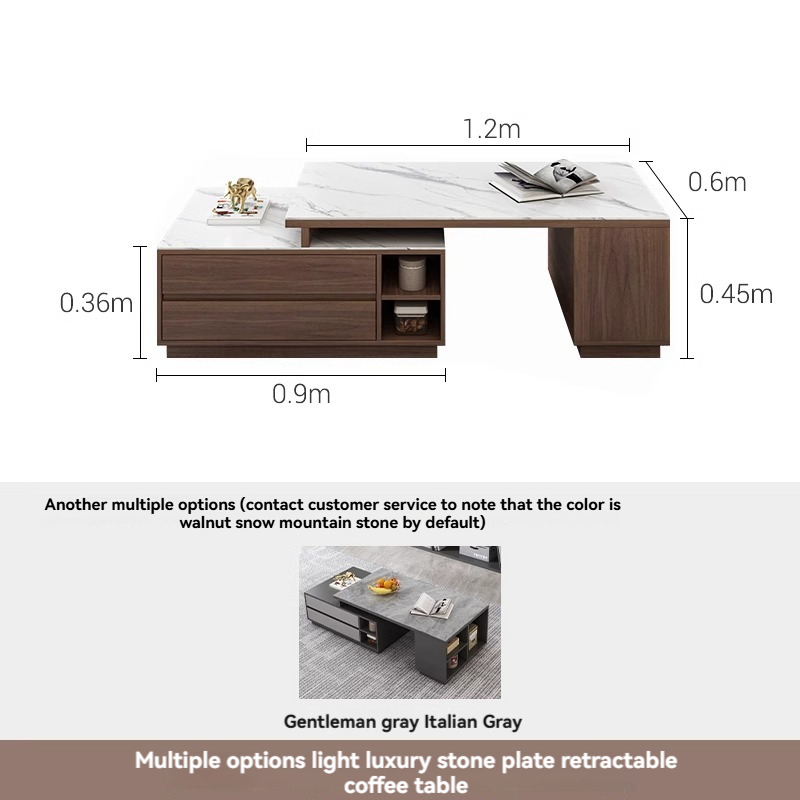 [Pre-order] Oulang Italian light luxury slate coffee table TV cabinet combination simple modern living room home floor telescopic floor cabinet-Smart-Living