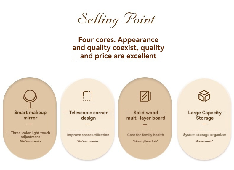 [Pre-order] Oulang solid wood cream style dressing table, desk, integrated bedroom dressing table, storage cabinet, white desk, office desk-Smart-Living