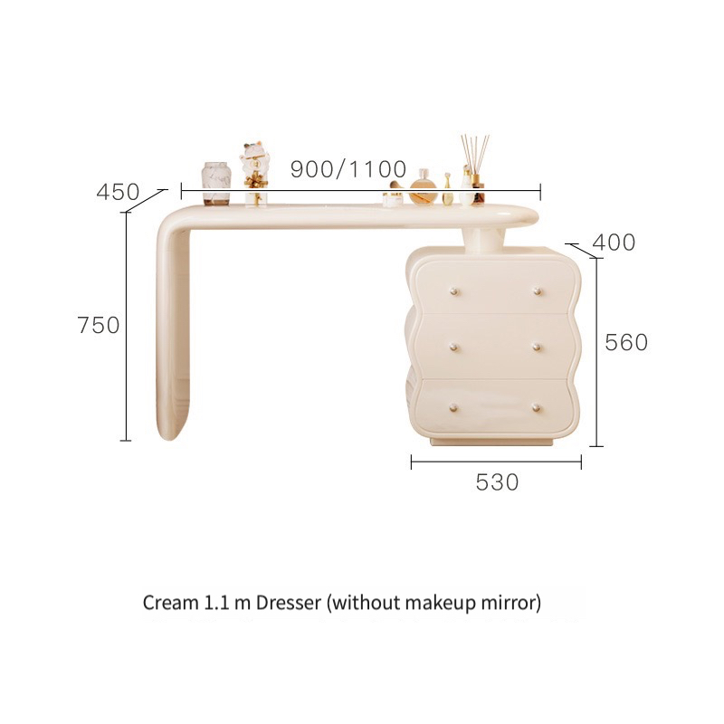 [Pre-order]  French cream style dresser, corner bedroom chest integrated modern small apartment corner dressing table-Smart-Living