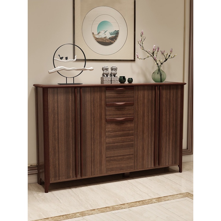 [Pre-order] Nordic style walnut solid wood shoe cabinet new Chinese home entrance living room entrance partition storage hall cabine-Smart-Living