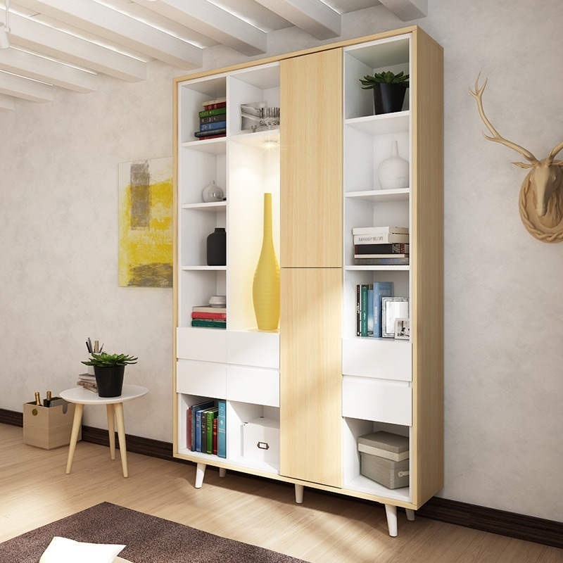 [Pre-order] Nordic Style Painted Bookcase with Doors, Multi-functional Storage Bookshelf with Large Capacity Drawers, Storage Wardrobe for Books and Items.-Smart-Living