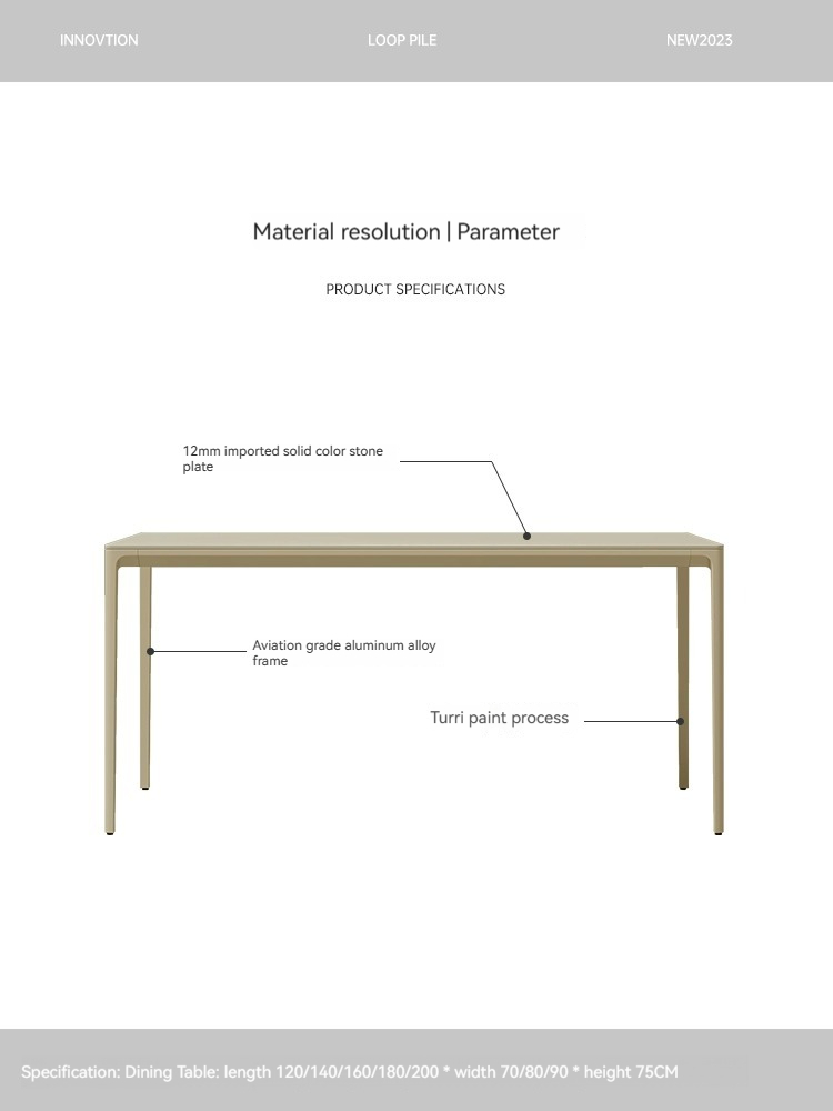 [Pre-order] Cream wind rock plate table small living room dining table modern simple light luxury home rectangular dining table and chair combination-Smart-Living